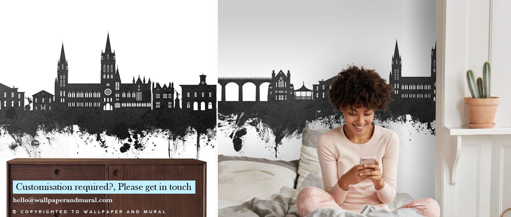 Roofline rhythm alternates block masses and slender spires; Truro England Skyline Black & White Wallpaper avoids monotony. Lounges feel balanced. Airy gaps relieve weight. Pace remains poised. The eye glides. The look is lasting. 
