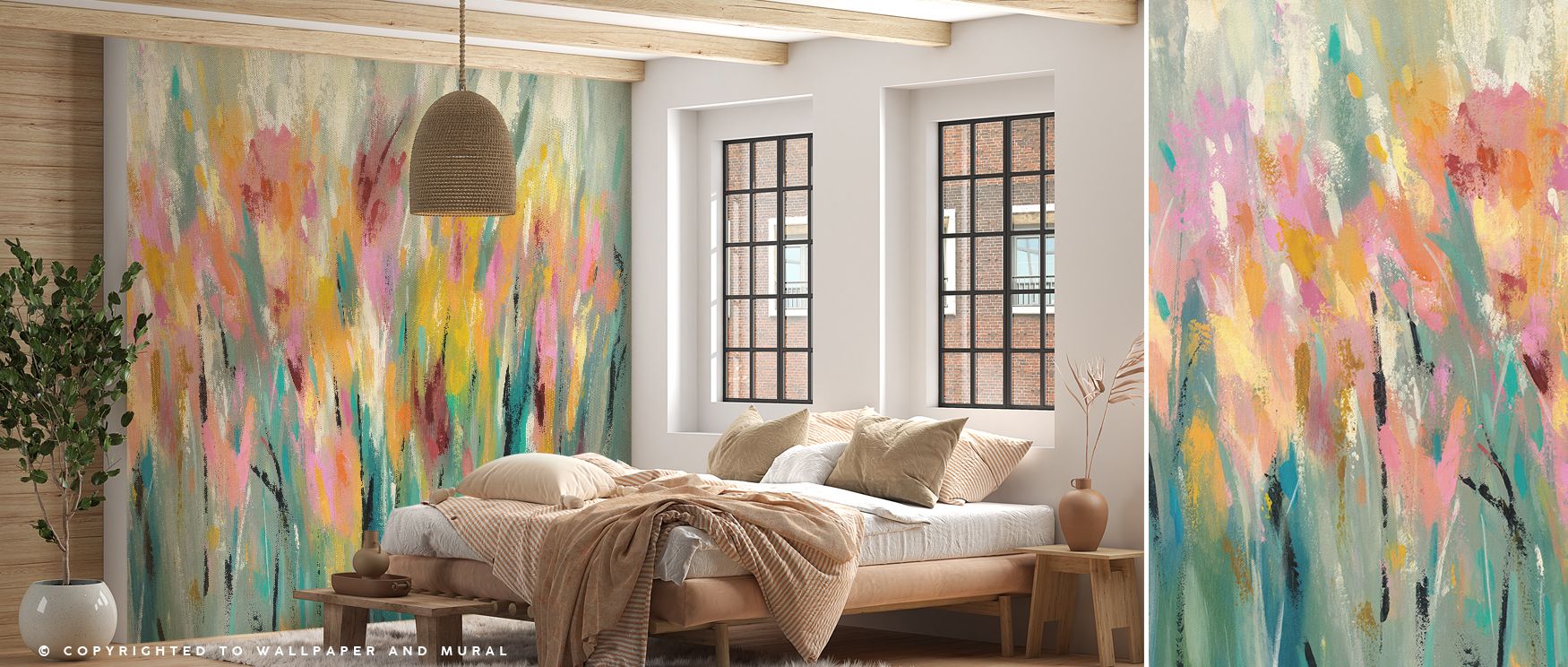 Tulips unfurl in measured rhythm, their petals soft yet poised; Tulip Turnpike Wallpaper sustains serenity. Bedrooms gain charm. Surfaces glow evenly. Rhythm feels calm. Balance holds true. Elegance persists. The design reads floral. 