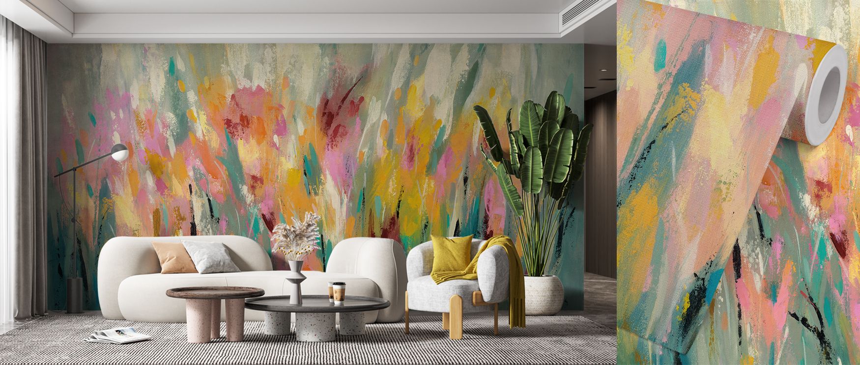 Negative space surrounds blossoms to keep openness; Tulip Turnpike Wallpaper preserves air. Living rooms read spacious. Lines stay graceful. Petals remain tender. Rhythm flows gently. Harmony sustains. Elegance defines mood. 