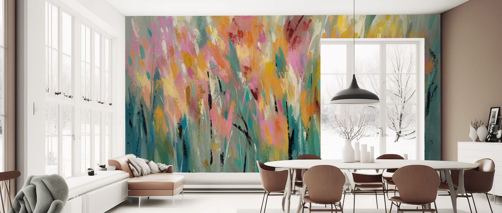 Cluster spacing alternates rest and bloom, avoiding clutter; Tulip Turnpike Wallpaper curates rhythm naturally. Living spaces gain poise. Proportions are balanced. Repeats align cleanly. Movement feels fresh. The field breathes. Elegance continues. 