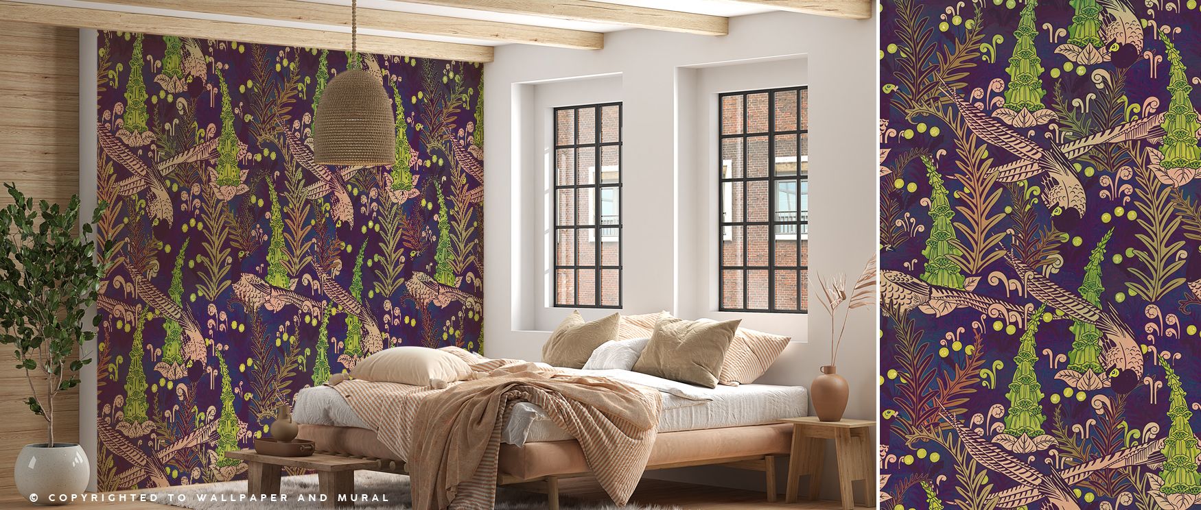 Peacock feathers ripple like sea fronds, layered with luminous tones. Underwater Peacocks Wallpaper enriches living rooms with surreal elegance. Surfaces glow softly. Rhythm flows gently. Balance persists evenly. Serenity defines design. Elegance endures.