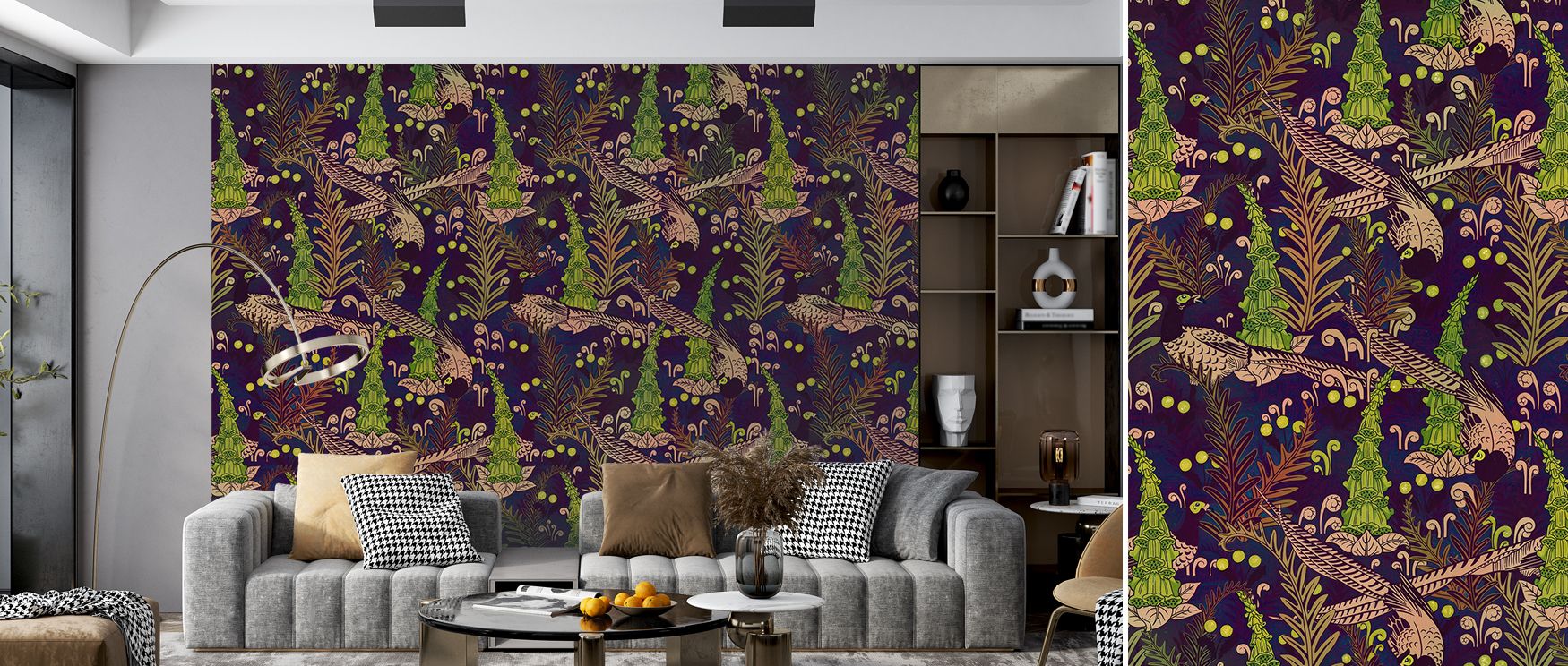 Feather density varies for natural cadence. Underwater Peacocks Wallpaper prevents monotony. Bedrooms feel refreshed. Rhythm sustains calmly. Balance is natural. Serenity persists evenly. Elegance defines tone. The look is composed. 