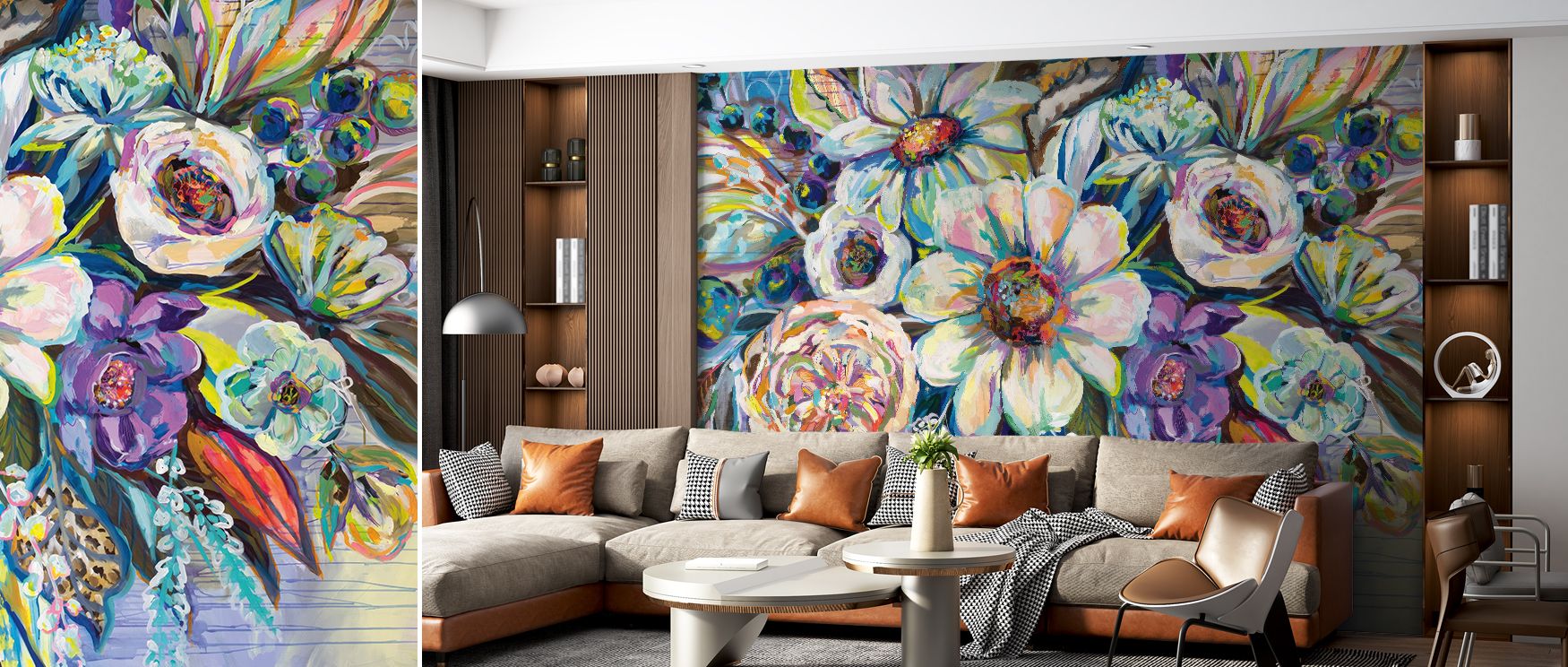 Palette leans into cream, blush, and leaf greens softly. Unity Bouquets Wallpaper tempers tones for bedrooms. Surfaces glow warmly. Balance holds steady. Rhythm flows evenly. Serenity persists gently. Elegance sustains tone. The look feels timeless. 