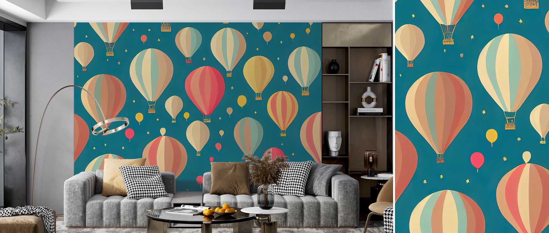 Balloons arranged in diagonal flows prevent monotony. Up and Away Wallpaper maintains variety gracefully. Living spaces glow happily. Rhythm stays steady. Balance is consistent. Serenity holds calmly. Elegance sustains imagery. The impression feels light.