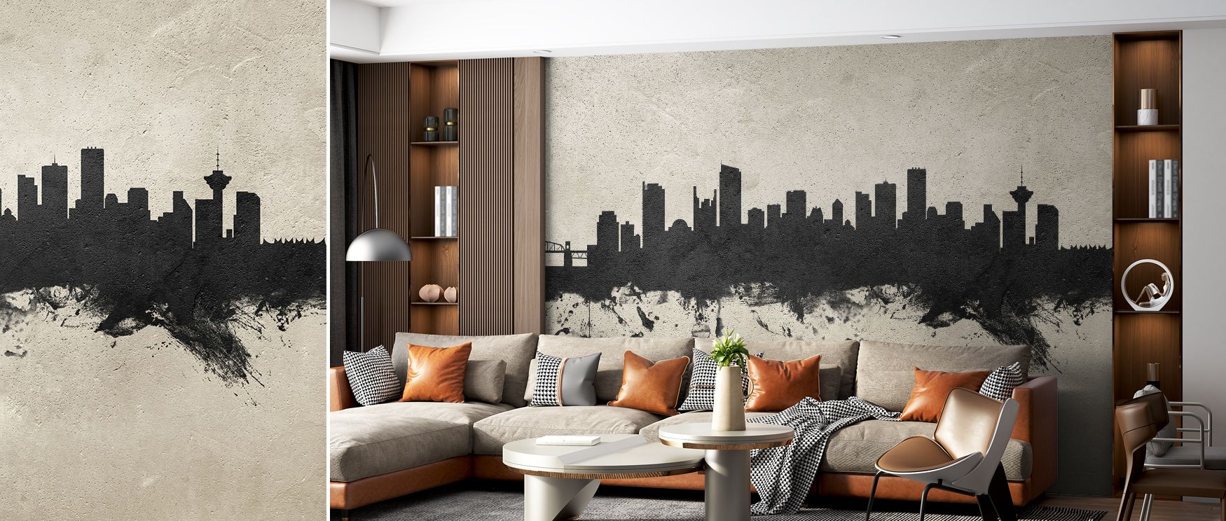 Soft gradients shade upper levels delicately. Vancouver Canada Skyline Concrete Wallpaper manages tones carefully. Lounges gain refinement. Surfaces glow gently. Rhythm flows evenly. Balance holds true. Serenity defines mood. Elegance sustains tone. The l