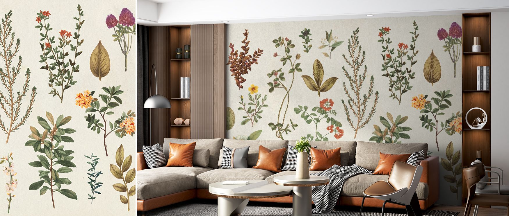 Trellis hints appear as quiet geometry beneath blooms. Victorian Garden Wallpaper keeps structure discreet. Lounges feel composed. Repeats align neatly. Flow is continuous. Balance persists. Elegance lingers. 