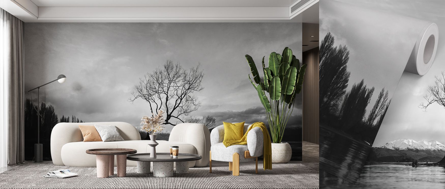 Natural imagery of the Wanaka Tree offers a meditative quality that nurtures tranquility in modern interiors. Its elegant tones highlight soft textures, creating an atmosphere of reflection perfect for bedrooms, offices, or reading spaces. This wallpaper 