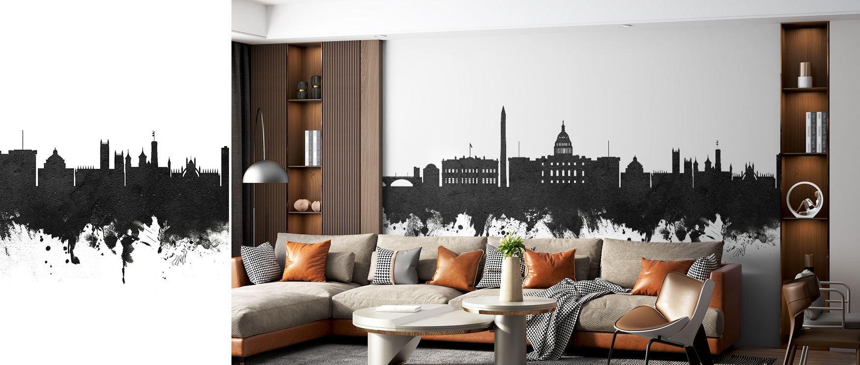 The Washington DC Skyline Wallpaper combines cultural symbols with artistic form, offering sleek imagery. Its design elevates walls in bedrooms, offices, and living rooms, ensuring interiors feel both dynamic and timeless with urban flair. 
