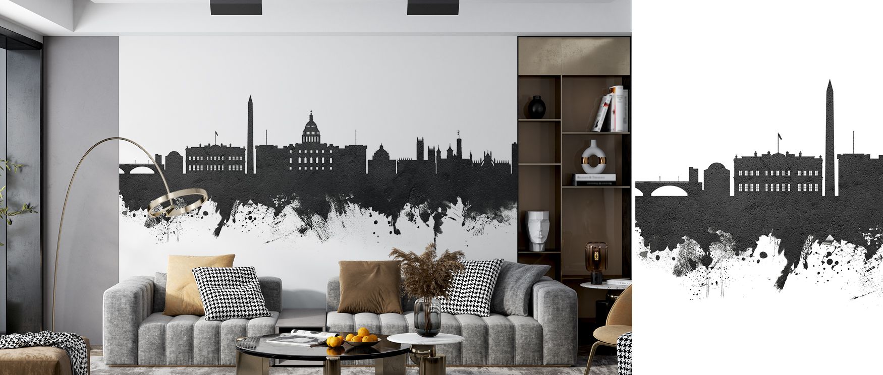 With bold contrast, the Washington DC Skyline Wallpaper captures architectural grandeur. Its detail enriches walls, creating perspective in offices, sophistication in living rooms, and refined style in bedrooms. This design radiates modern elegance. 