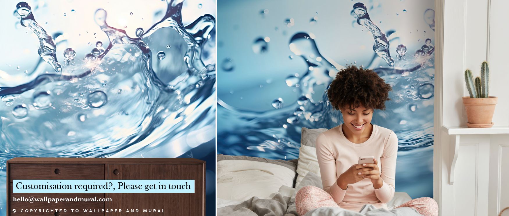 Natural motion defines the Water Splash Scene Wallpaper, balancing spontaneity with elegance. Its imagery transforms bedrooms into restful spaces while adding vibrancy to living rooms. This design captures the vitality of water and artistic flow. 