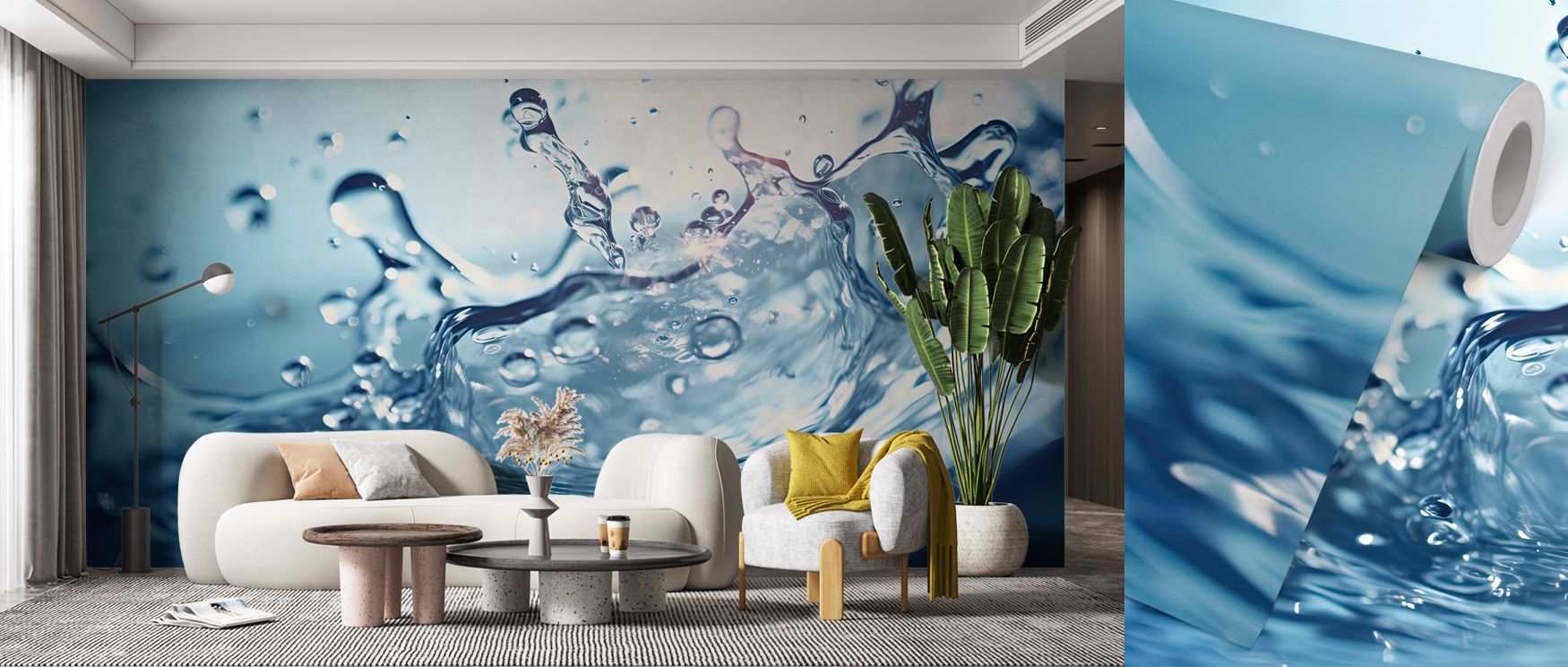 Expressive splashes highlight the Water Splash Scene Wallpaper, providing energy and brightness to interiors. Its composition creates inspiring walls in bedrooms, refreshing offices, and dynamic living spaces with artistic balance. 