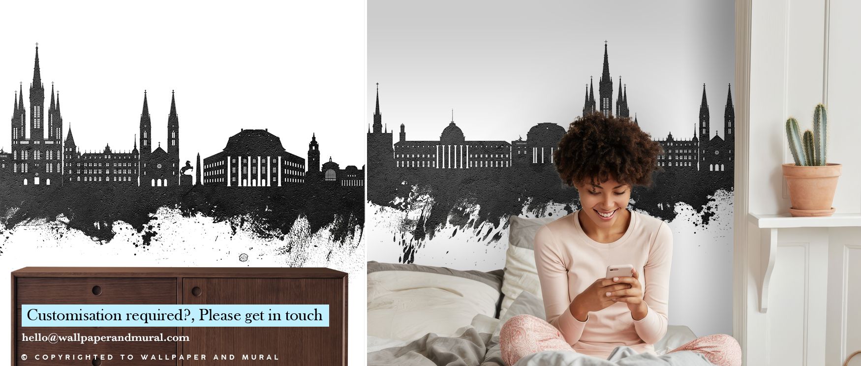 Monochrome artistry enhances the Weisbaden Germany Skyline Wallpaper, creating refined imagery that transforms walls. Its design adds depth to bedrooms, sophistication to living rooms, and modern charm to offices, offering timeless balance in interiors. 