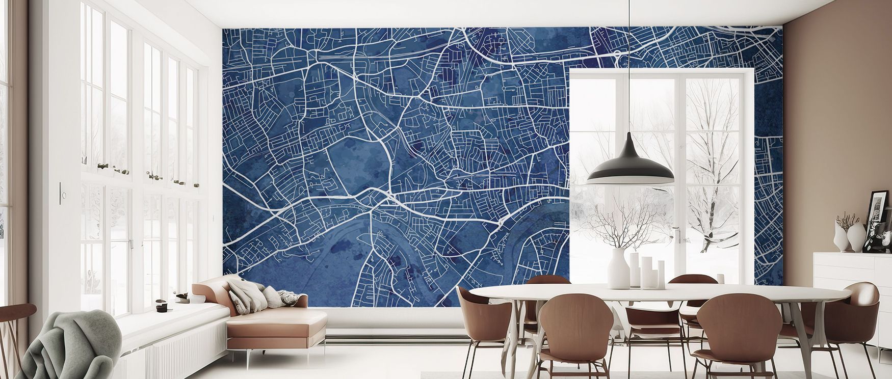 Bold imagery highlights the West London Blue Wallpaper, offering refined artistry for interiors. Its design transforms bedrooms, offices, and living rooms with charm and sophistication, making walls modern and culturally expressive. 