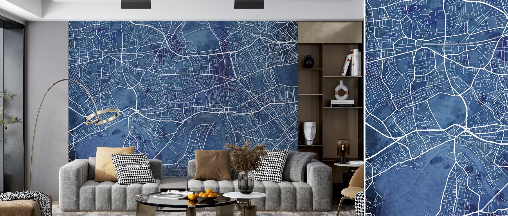 West London Blue Wallpaper conveys modern artistry with strong tones. Its imagery enhances bedrooms, offices, and living rooms, offering interiors refined elegance and stylish charm through cultural design. 