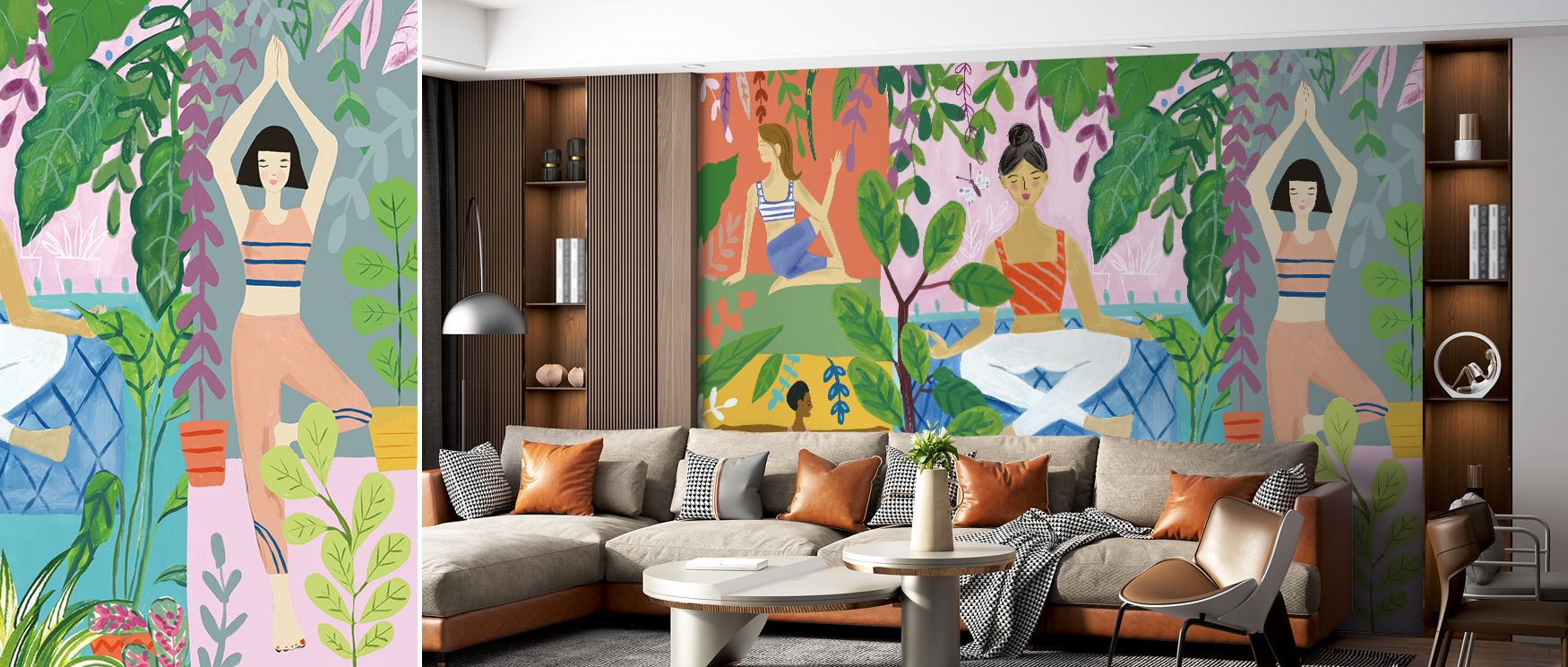 The Yoga Plants Wallpaper highlights calm decorative imagery with flowing plant motifs. Its design captures balance and harmony, uplifting bedrooms, yoga areas, or living rooms with timeless natural artistry and graceful decorative detail. 