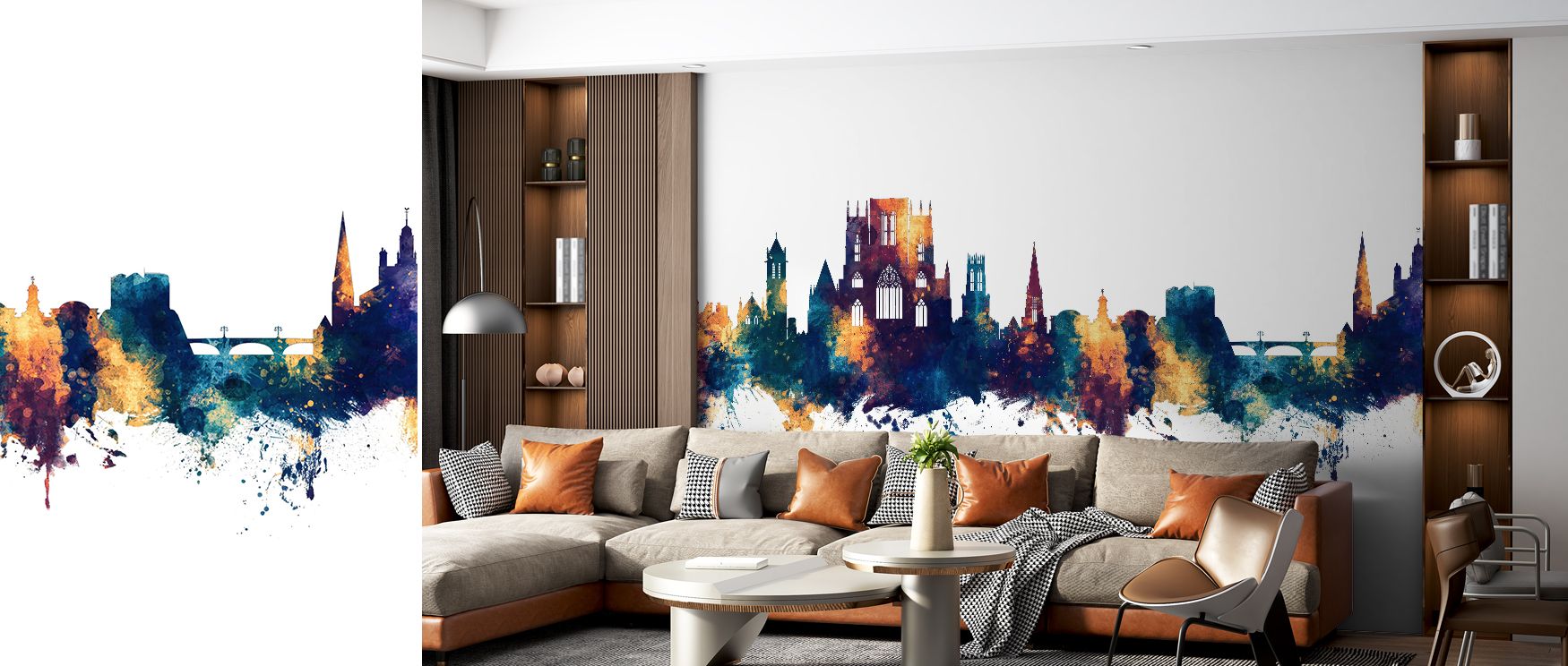 Blue and bronze tones enrich the York England Skyline Blue & Bronze Wallpaper, presenting iconic architecture with strength. Its design reflects cultural refinement, uplifting bedrooms, offices, or shared interiors with stylish artistry. 