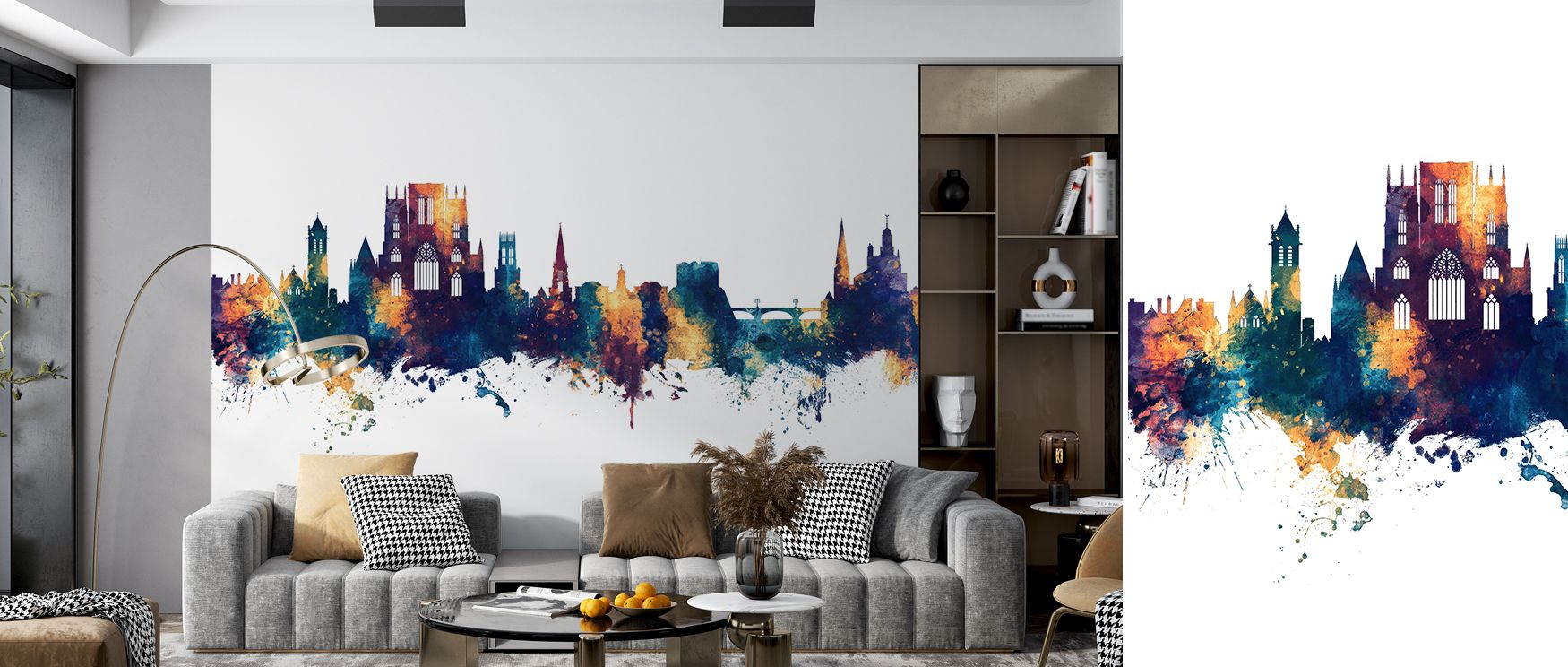 York England Skyline Blue & Bronze Wallpaper captures historic presence through strong silhouettes. Its tones convey cultural identity and sophistication, enhancing offices, bedrooms, or living rooms with expressive charm. 