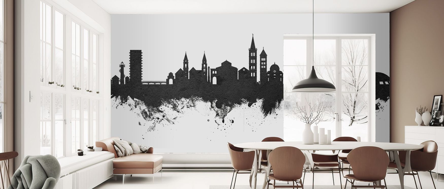 Zadar Croatia Skyline Black & White Wallpaper embodies heritage through architectural silhouettes. Its design reflects cultural depth, uplifting offices, bedrooms, or shared interiors with expressive artistry and modern elegance. 