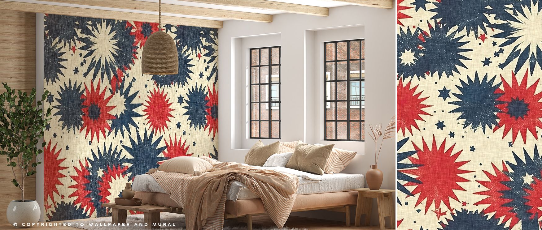 Fireworks radiate brilliance across the 4th of July Fireworks Premium Wallpaper, creating lively imagery. Its design uplifts bedrooms, offices, or shared interiors with festive decorative artistry and celebratory vibrancy. 