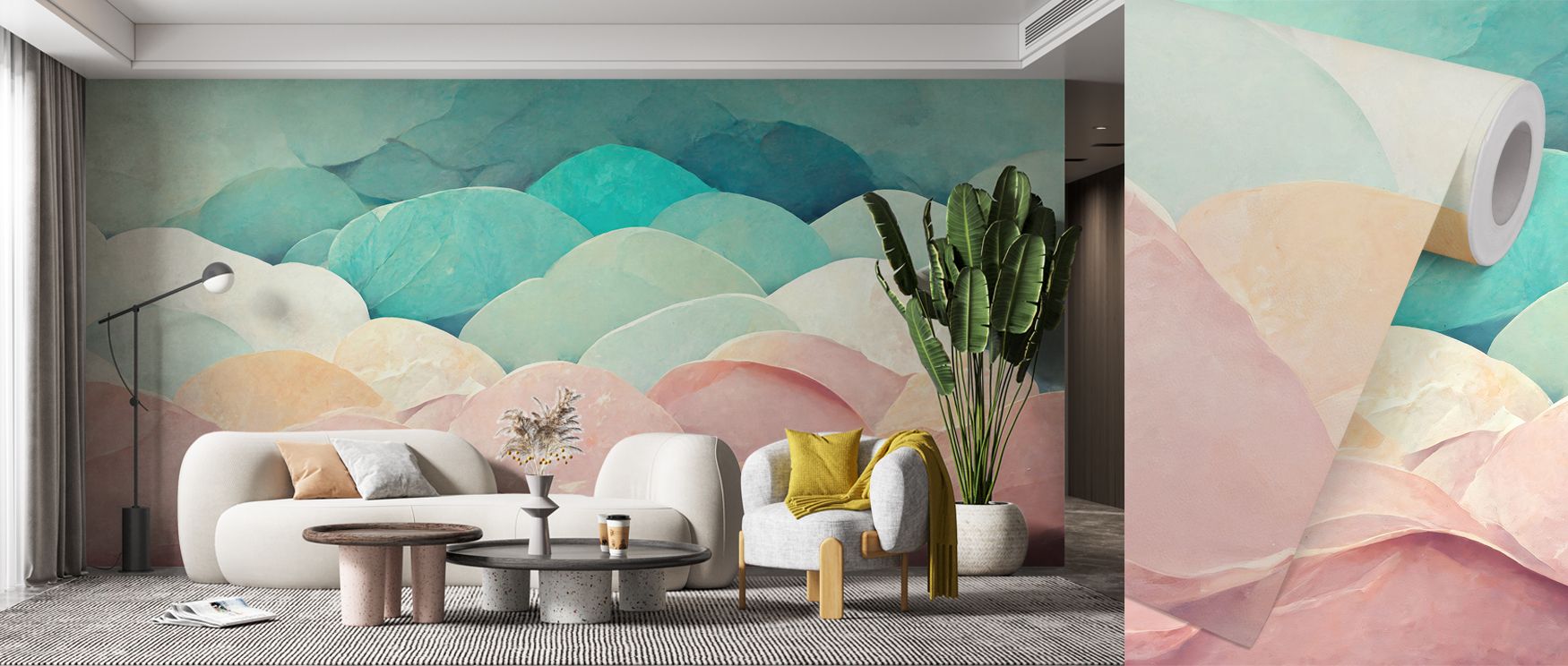 Flowing imagery defines the Abstract Petals Wallpaper, with rhythmic petal forms arranged in expressive layers. Its design enriches bedrooms, offices, or shared spaces with bold decorative charm and modern artistry. 