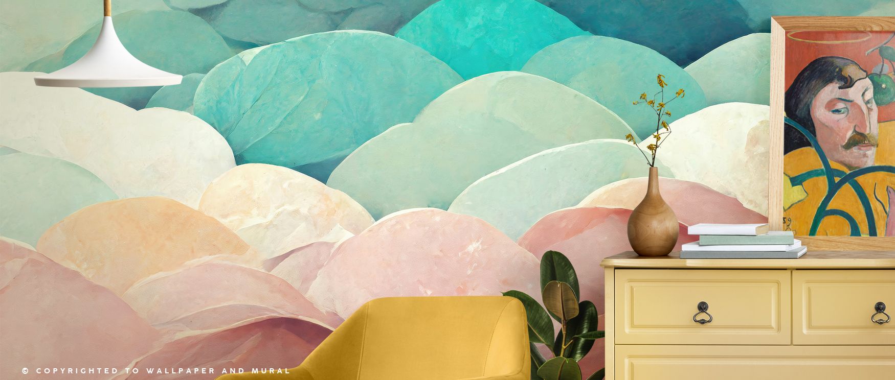 Abstract Petals Wallpaper illustrates vibrant forms with rhythmic artistry. Its design conveys movement and modern balance, uplifting bedrooms, offices, or living areas with refined decorative expression. 