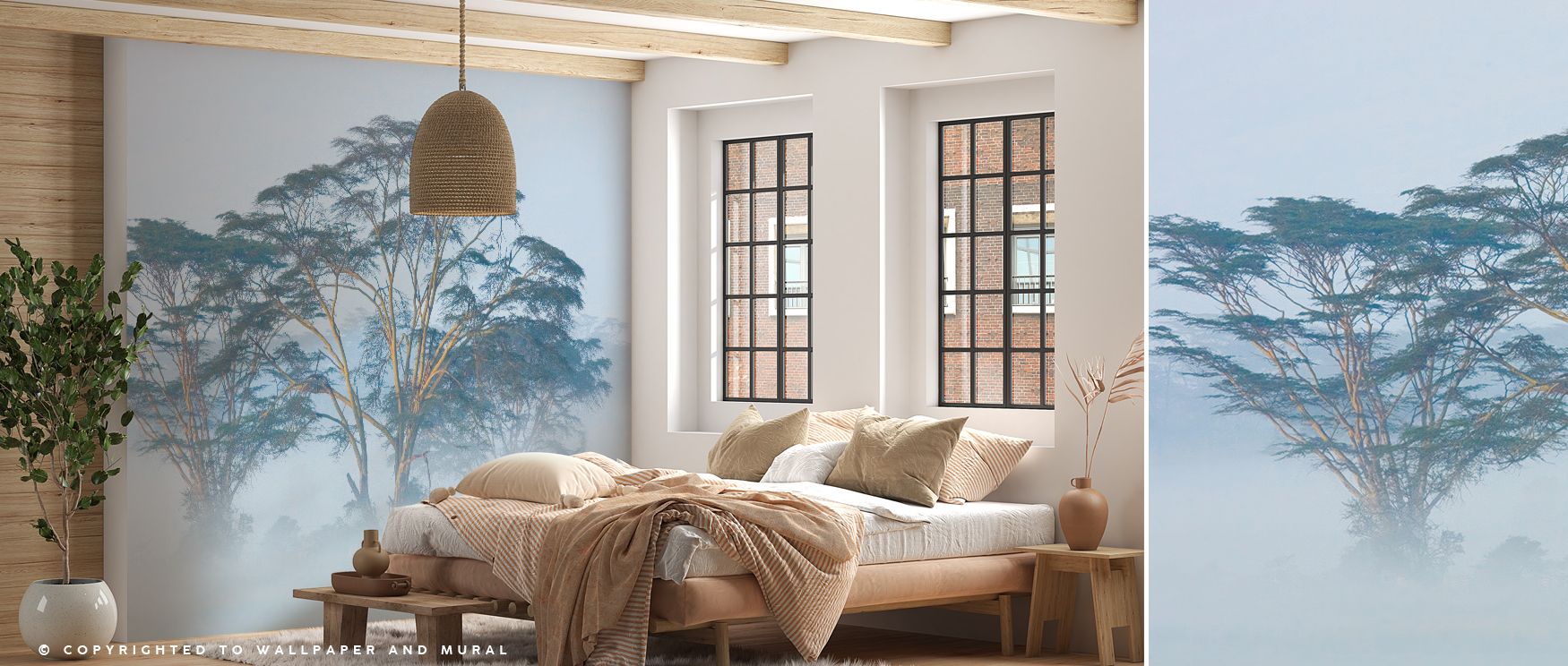 Acacia Pride Wallpaper presents natural rhythm through detailed acacia imagery. Its design conveys elegance and freshness, uplifting bedrooms, offices, or living spaces with decorative artistry and timeless refinement. 
