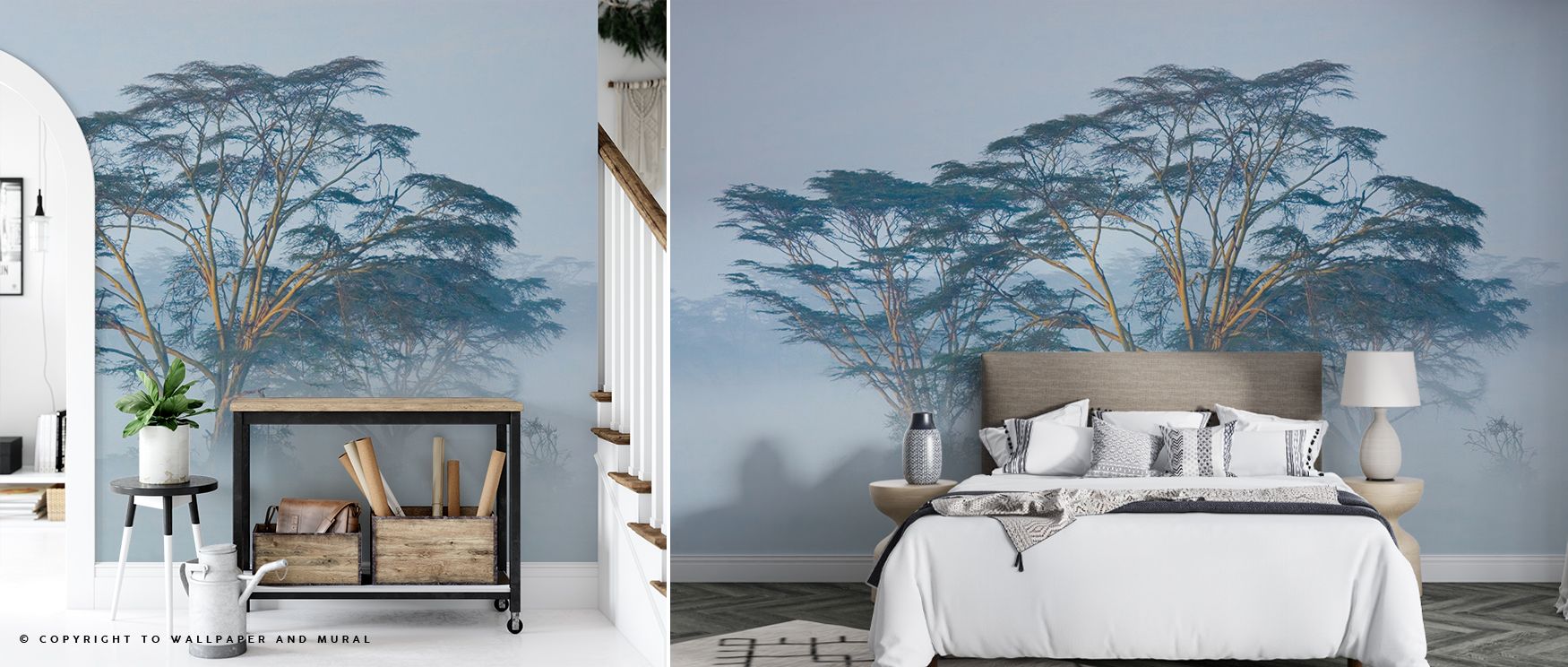 Acacia Pride Wallpaper embodies natural elegance with detailed tree imagery. Its design conveys vitality and balance, enriching bedrooms, offices, or living areas with timeless decorative refinement. 