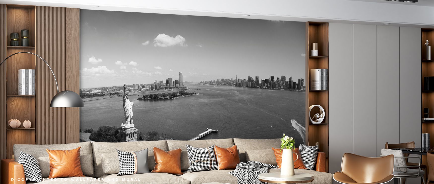 Bold imagery defines the Aerial Liberty Wallpaper, with symbols arranged in aerial rhythm. Its design conveys grandeur and refinement, enriching bedrooms, offices, or shared interiors with decorative strength and cultural pride. 