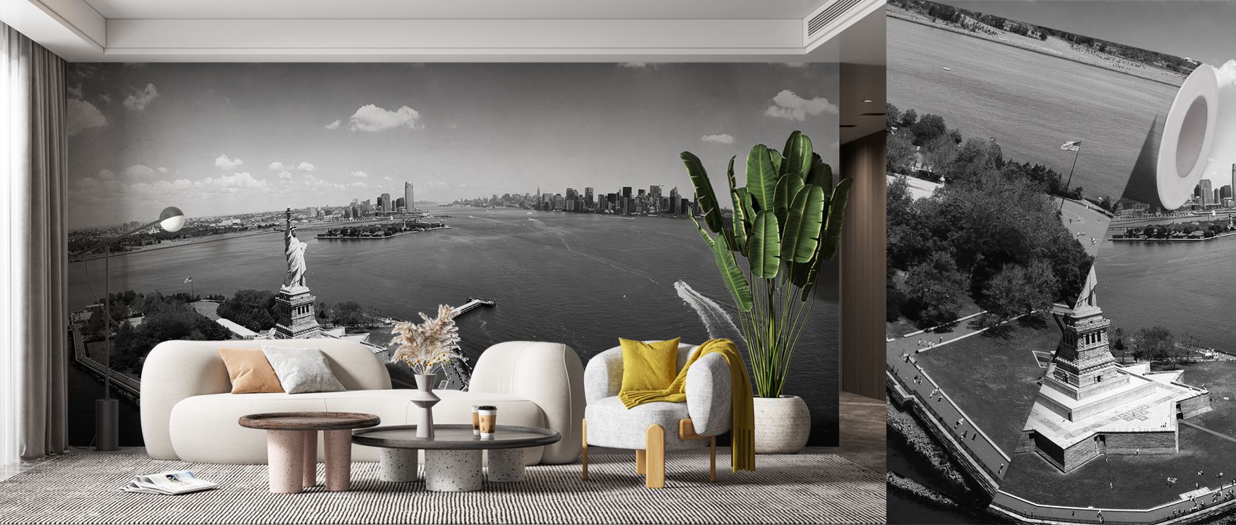 Aerial Liberty Wallpaper illustrates expressive liberty imagery from above, embodying artistry and pride. Its design enriches bedrooms, offices, or living rooms with cultural decorative refinement and patriotic resonance. 