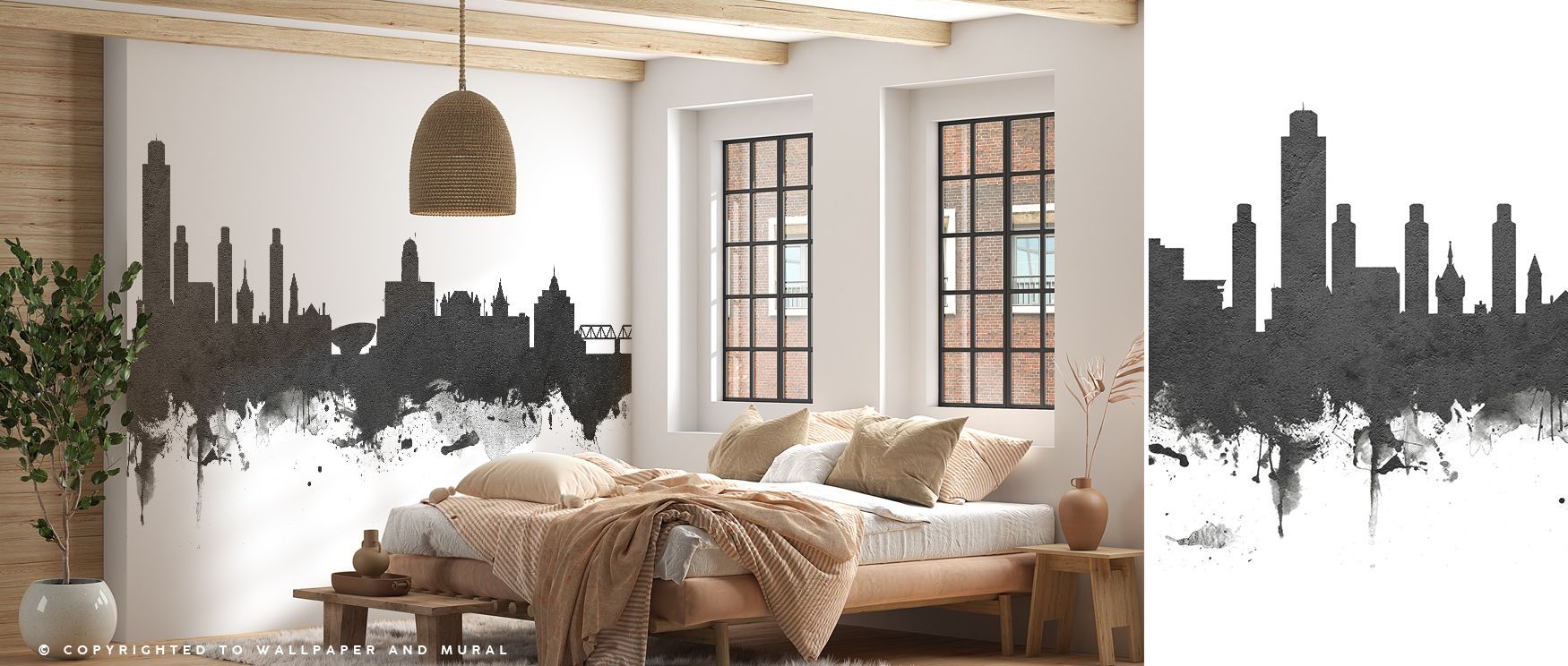 Albany New York Skyline Black & White Wallpaper embodies urban rhythm through monochrome structures. Its design conveys sophistication, enriching bedrooms, offices, or living rooms with architectural artistry and timeless decorative strength. 