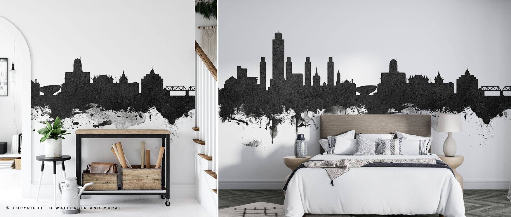 Albany New York Skyline Black & White Wallpaper captures urban strength with expressive silhouettes. Its design reflects sophistication, uplifting bedrooms, offices, or living areas with refined decorative artistry and timeless cultural rhythm. 
