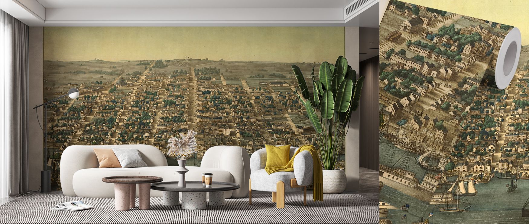 The Alexandria 1863 Wallpaper illustrates city details captured in expressive tones. Its design conveys sophistication, uplifting bedrooms, offices, or shared interiors with cultural artistry and decorative refinement. 