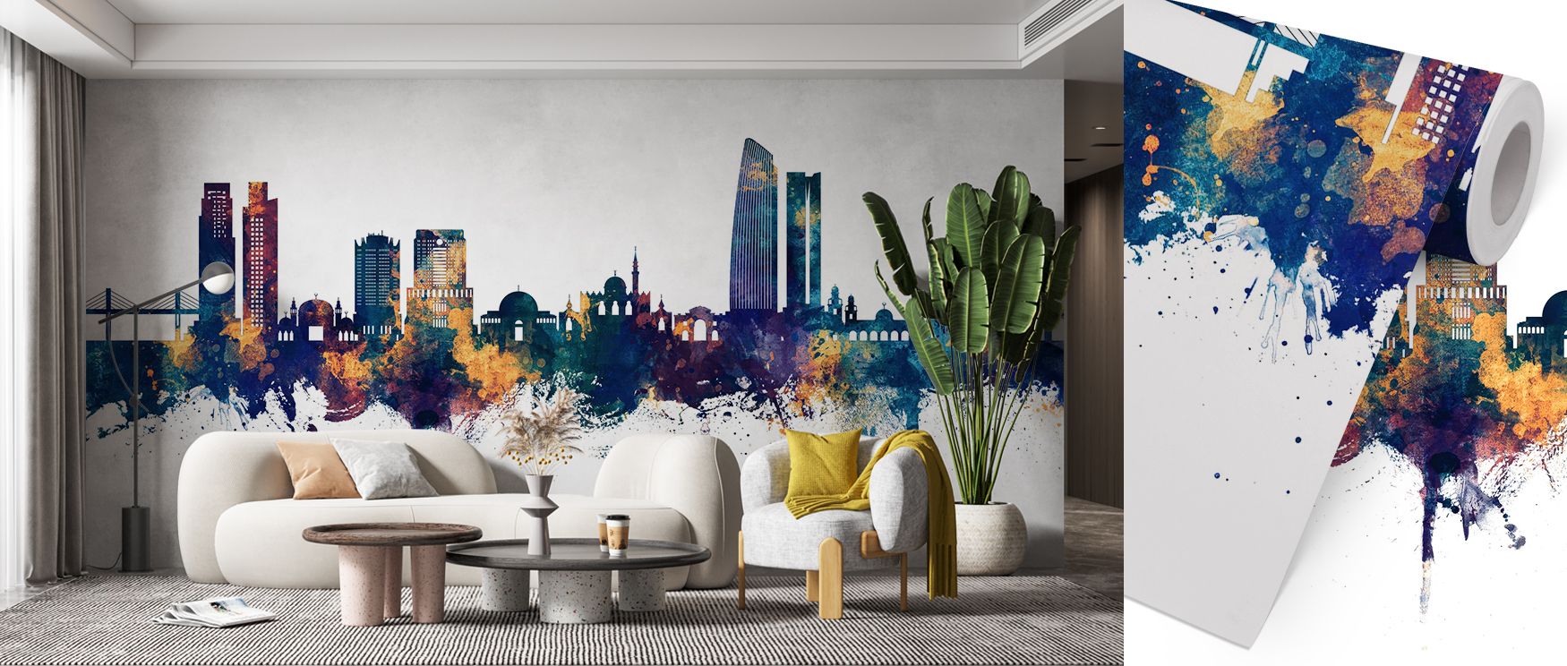 Amman Skyline Blue & Bronze Wallpaper embodies sophistication with bold architectural imagery. Its design reflects cultural refinement, enriching bedrooms, offices, or living rooms with expressive decorative rhythm. 