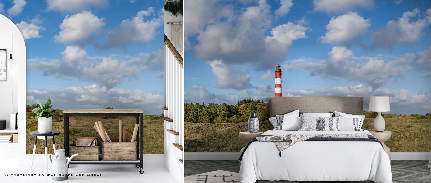 Amrum Lighthouse Wallpaper illustrates maritime charm through expressive tones. Its imagery conveys refinement, uplifting bedrooms, offices, or living areas with decorative elegance and coastal artistry. 