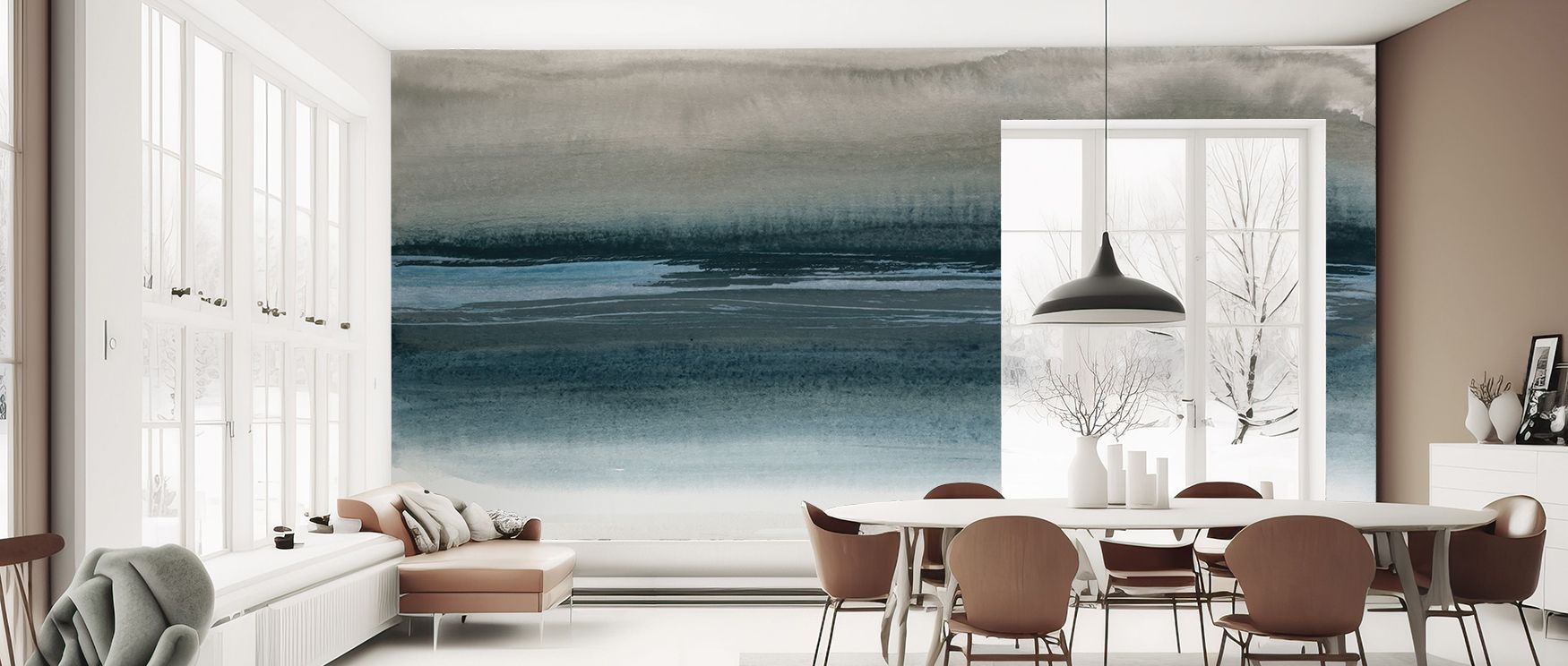 Expressive twilight imagery defines the At The End Of The Day Wallpaper, highlighting refined tones. Its design conveys calmness, enriching bedrooms, offices, or shared interiors with decorative resonance and subtle artistry. 
