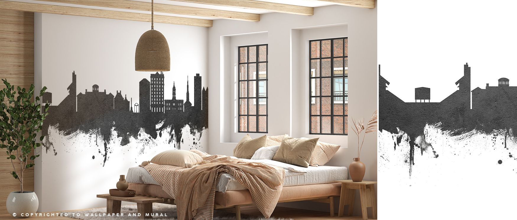 Athens Georgia Skyline Black & White Wallpaper embodies urban charm with city imagery in refined tones. Its design conveys cultural artistry, uplifting bedrooms, offices, or living rooms with decorative refinement and timeless charm. 