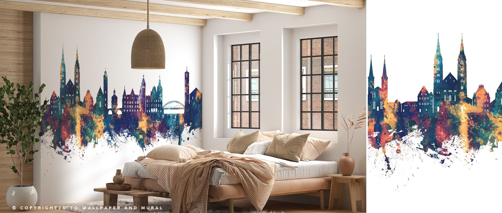 Expressive urban imagery defines the Bamberg Germany Skyline Blue & Bronze Wallpaper, presented in luminous tones. Its design conveys cultural refinement, enriching bedrooms, offices, or shared interiors with stylish decorative artistry. 