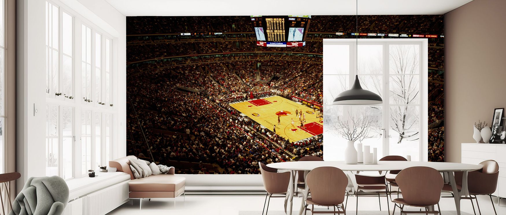 Basketball Dreams Wallpaper embodies sporty elegance with dynamic imagery. Its design conveys refinement, uplifting bedrooms, game rooms, or living spaces with decorative charm and athletic artistry. 