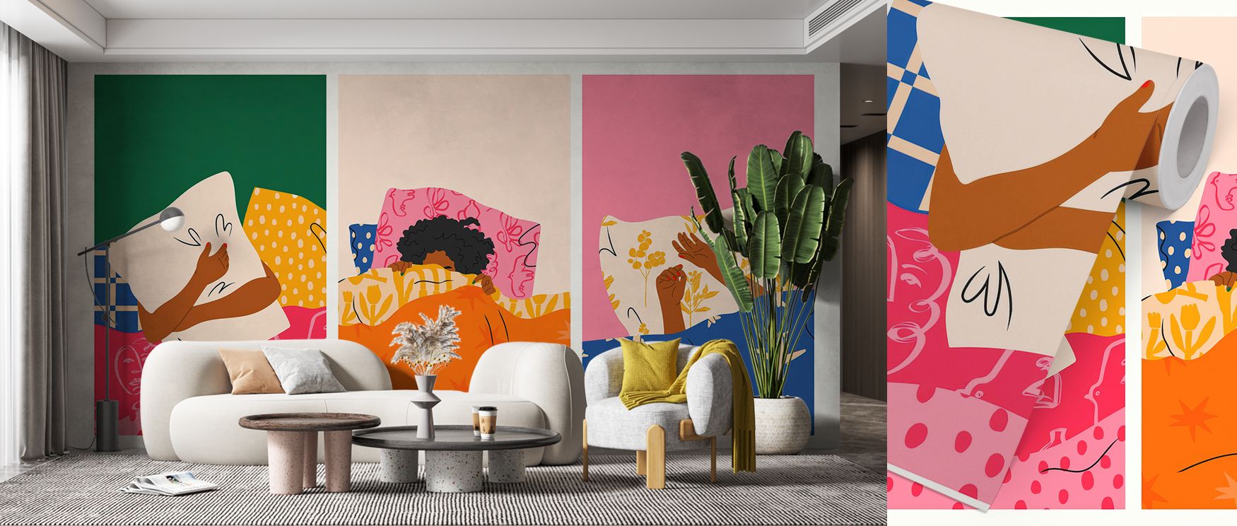 Bedtime Stories Wallpaper emphasizes innocence through whimsical forms. Its imagery conveys delight, uplifting bedrooms, nurseries, or living rooms with decorative artistry and playful charm. 