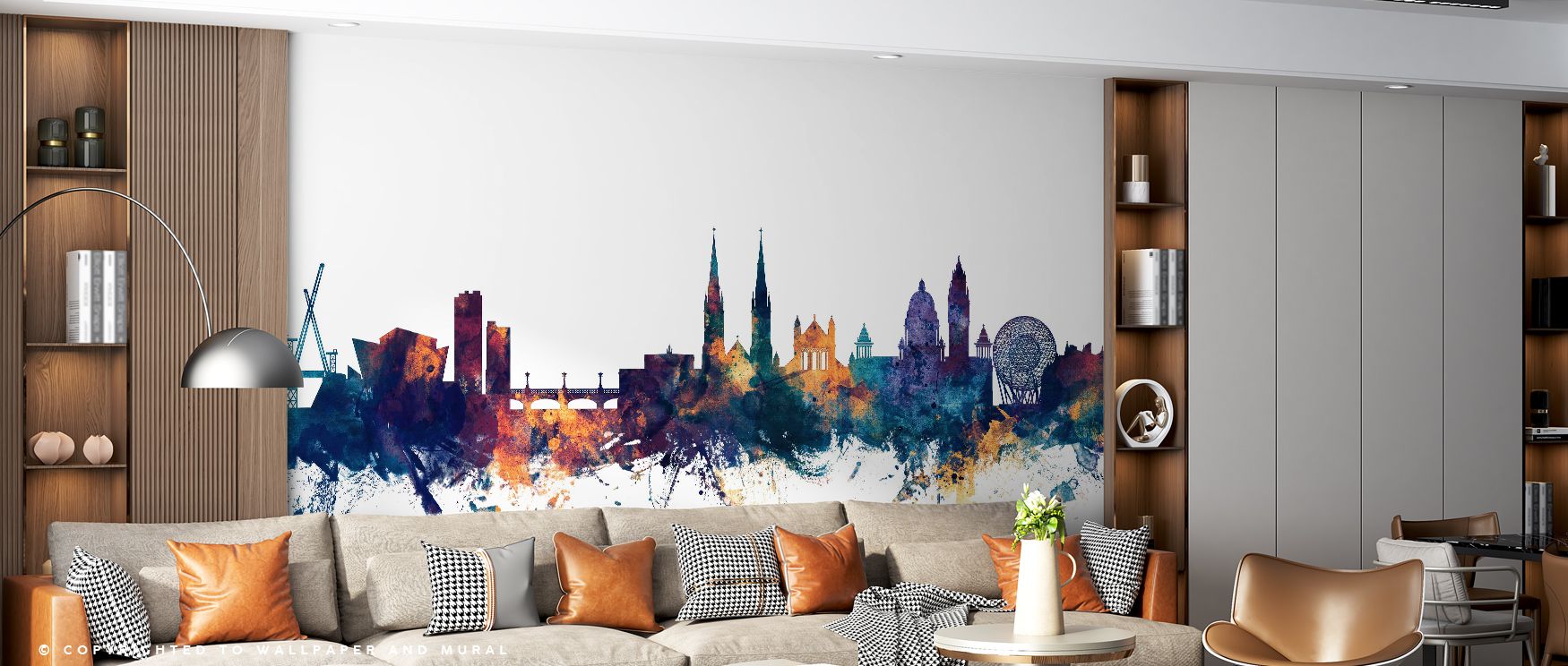 Belfast Northern Ireland Skyline Blue & Bronze Wallpaper embodies cultural artistry through city imagery. Its design conveys refinement, uplifting bedrooms, offices, or living spaces with decorative resonance and stylish balance. 