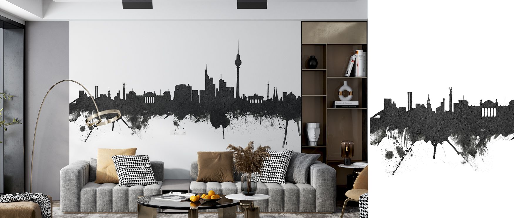 Berlin Skyline Black & White Wallpaper embodies cultural refinement through bold silhouettes. Its design conveys resonance, uplifting bedrooms, offices, or living areas with decorative artistry and urban charm. 