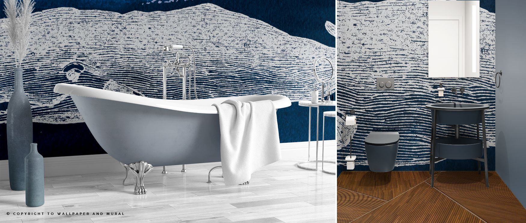 Big Whale Wallpaper embodies oceanic refinement with whale imagery. Its design conveys resonance, uplifting bedrooms, offices, or living areas with decorative artistry and marine charm. 