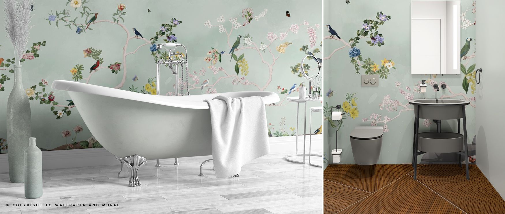 Birds in the Garden Mint Wallpaper embodies natural calmness through expressive tones. Its design conveys refinement, uplifting bedrooms, offices, or living spaces with decorative artistry and serene resonance. 
