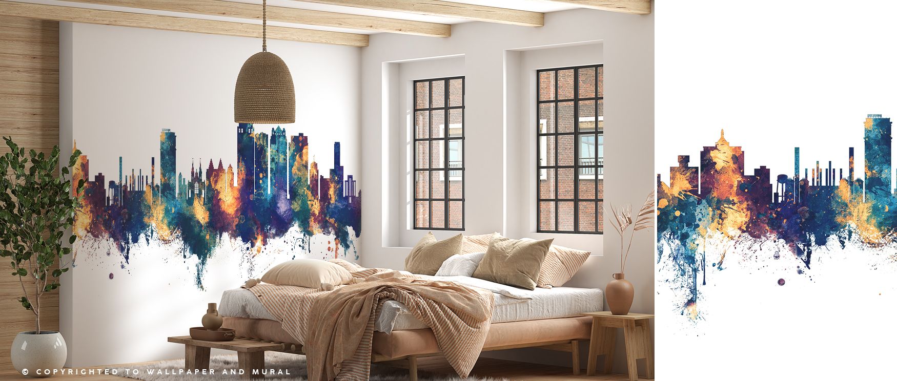 Birmingham Alabama Skyline Blue & Bronze Wallpaper embodies stylish refinement with expressive imagery. Its design conveys resonance, uplifting bedrooms, offices, or living areas with decorative artistry and cultural charm. 
