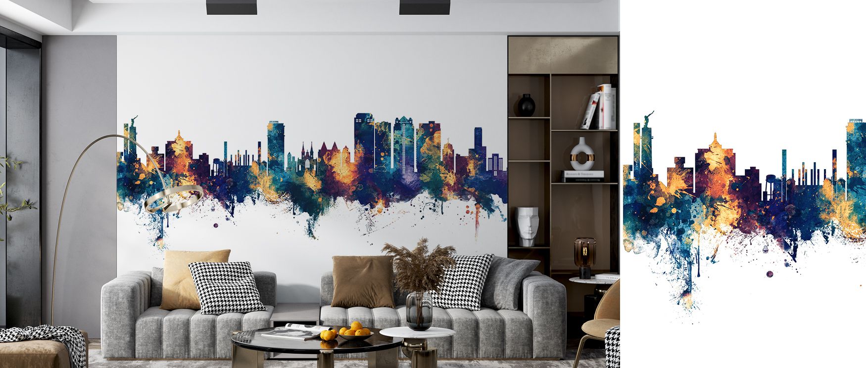 Birmingham Alabama Skyline Blue & Bronze Wallpaper emphasizes cultural charm through bold imagery. Its design conveys refinement, uplifting bedrooms, offices, or living rooms with decorative artistry and urban resonance. 