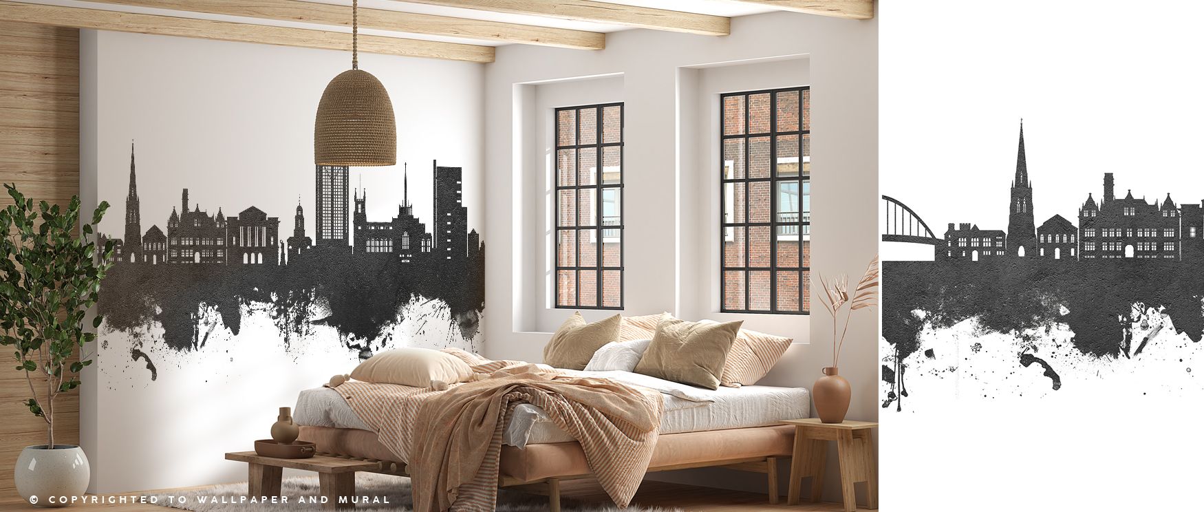 Expressive urban imagery defines the Blackburn England Skyline Black & White Wallpaper, arranged with rhythm. Its design conveys refinement, enriching bedrooms, offices, or shared interiors with decorative artistry and cultural resonance. 