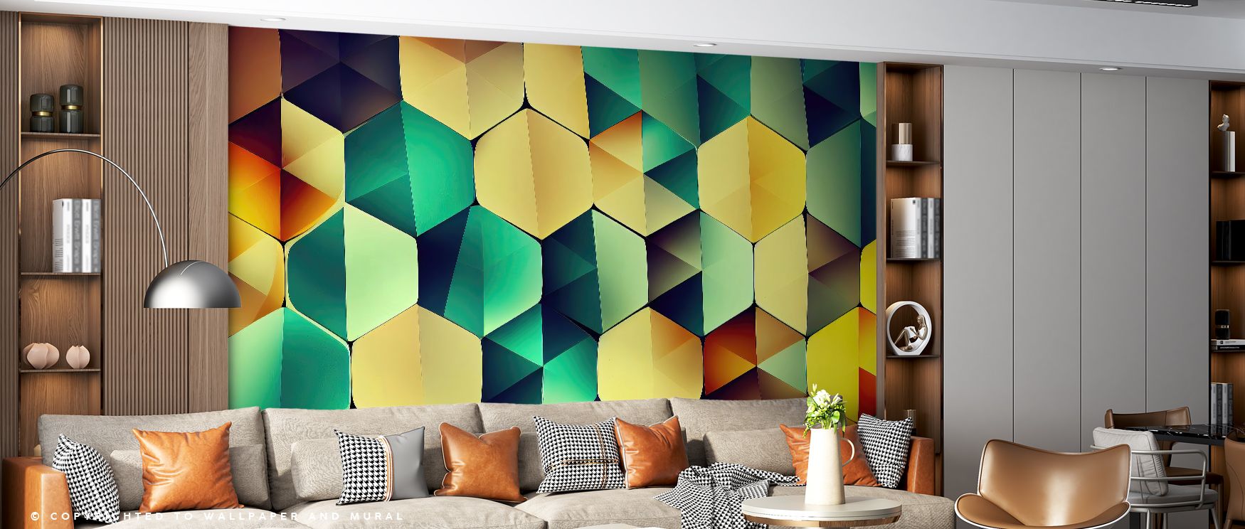 Layered patterns emerge in Blurry Diamond Scales Wallpaper, where shapes overlap gracefully. Living rooms shine with creativity, offices with professionalism, and bedrooms with cozy glow, enhancing interiors with style.