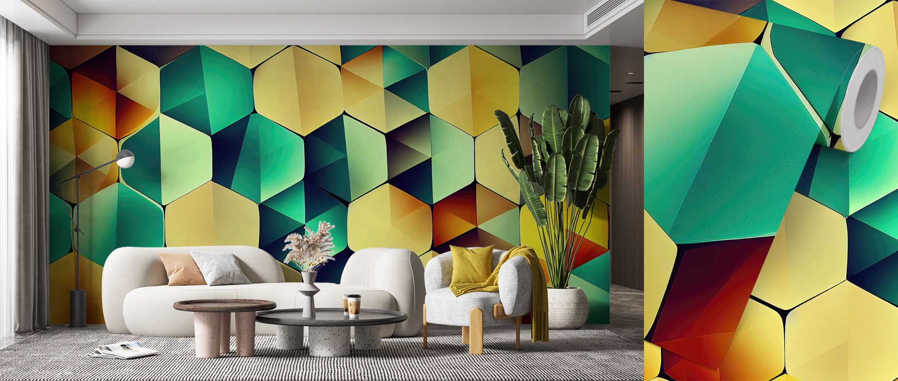 Blurry Diamond Scales Wallpaper radiates depth through geometric patterns, softened with blur. Offices gain inspiration, bedrooms comfort, and living rooms lively flair, transforming spaces with artistic elegance.