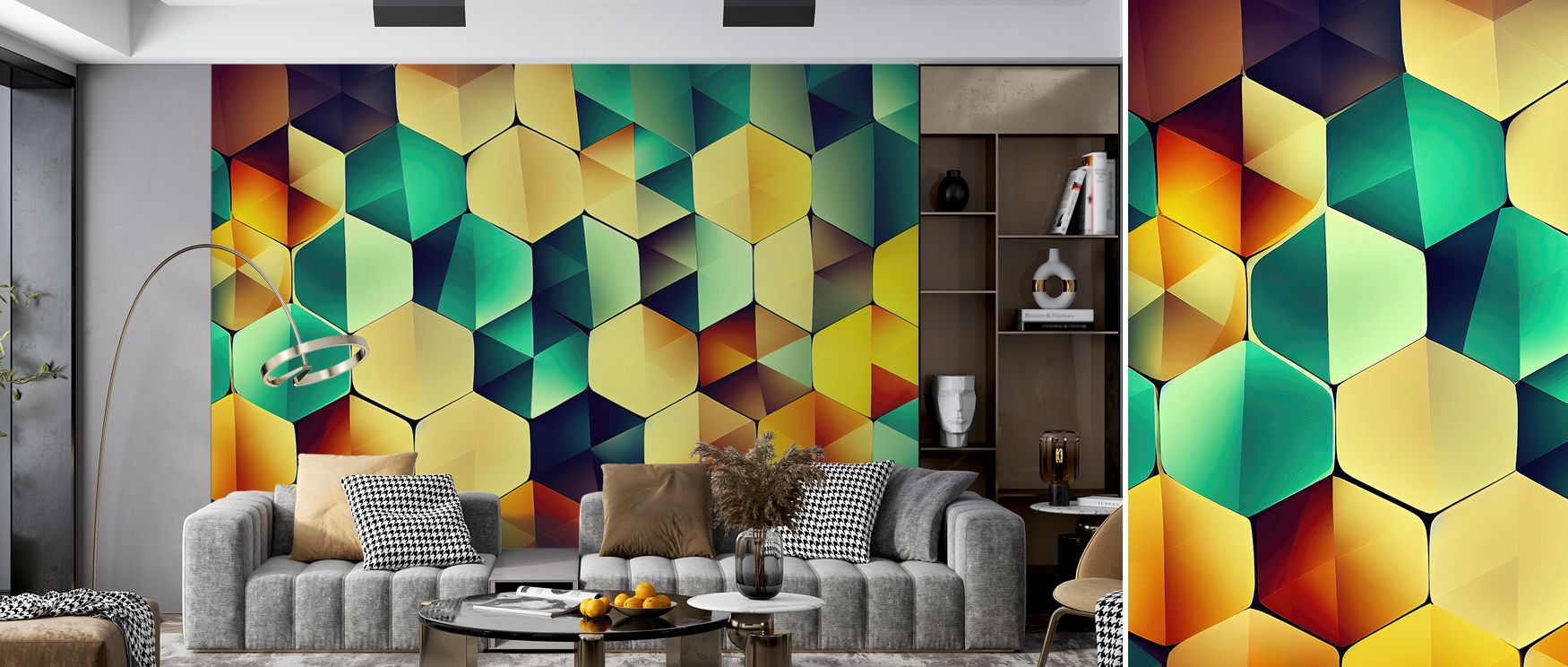 Blurry Diamond Scales Wallpaper embodies artistic fluidity with diamond motifs. Living rooms radiate bold style, bedrooms serene elegance, and offices professional balance, merging creativity with structure.