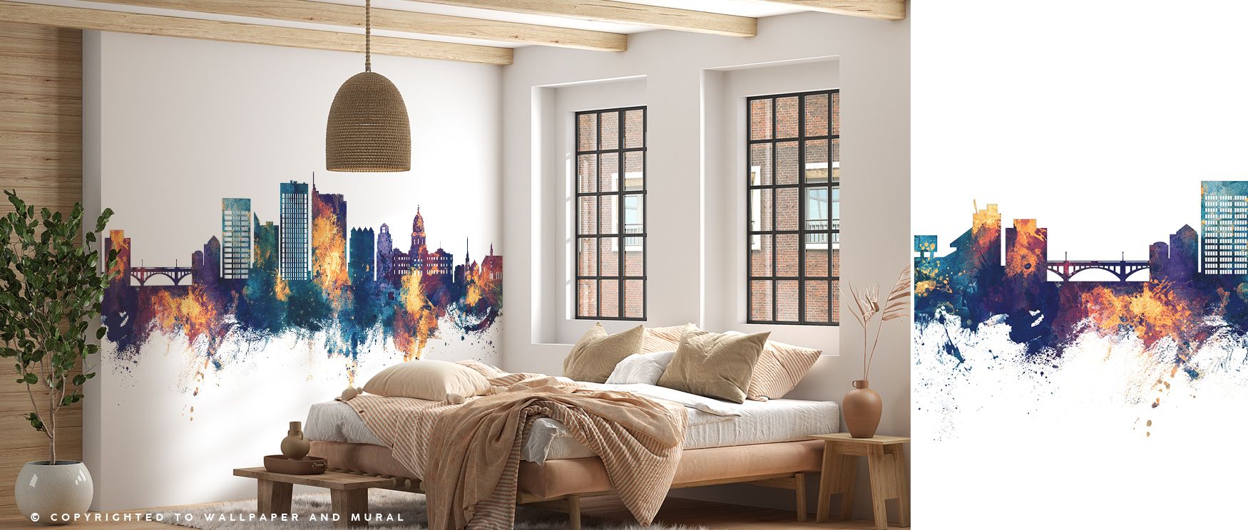 Dynamic glow emerges in Boise Idaho Skyline Blue & Bronze Wallpaper as cityscapes stretch with strength. Bedrooms achieve calming radiance, offices professional focus, and living rooms engaging atmosphere, blending pride and artistry.
